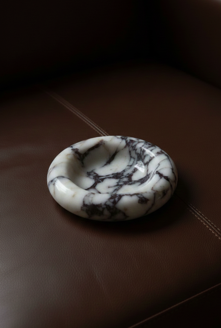 Polished Calacatta Viola Marble Decorative Bowl