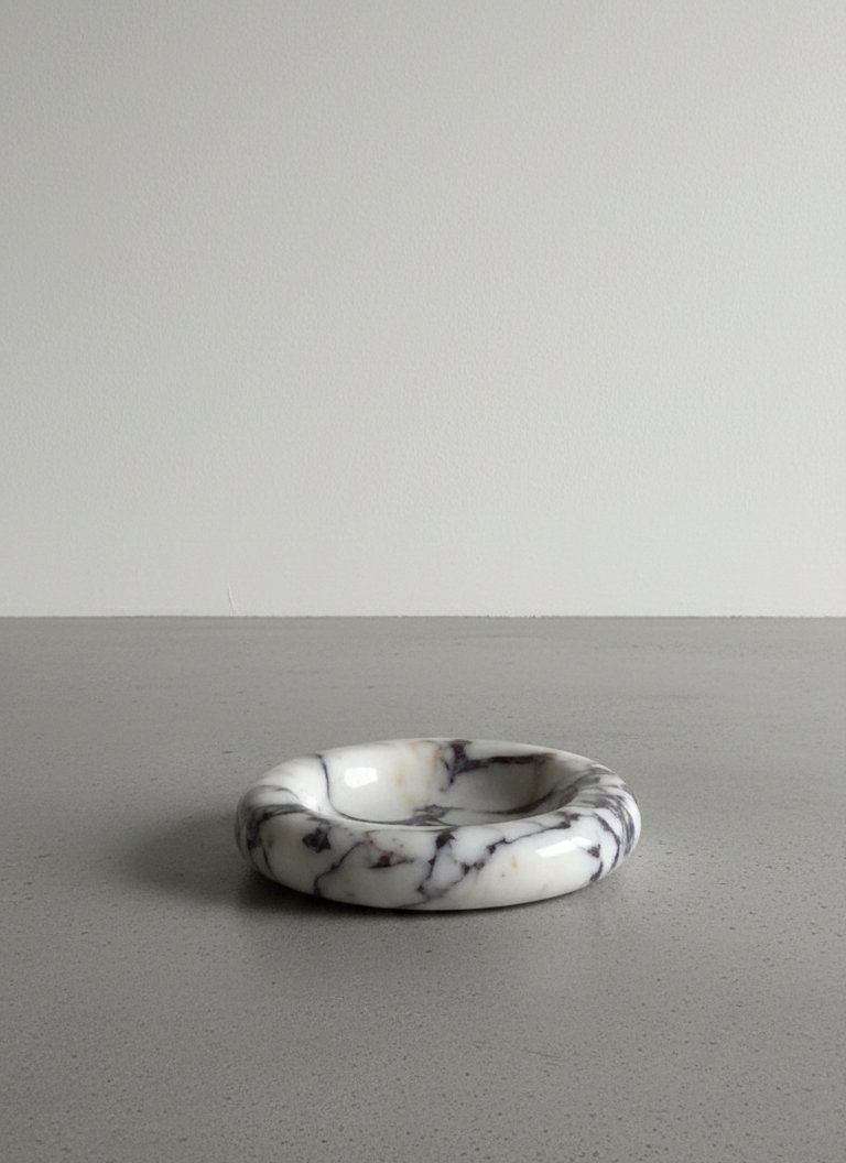 Polished Calacatta Viola Marble Decorative Bowl