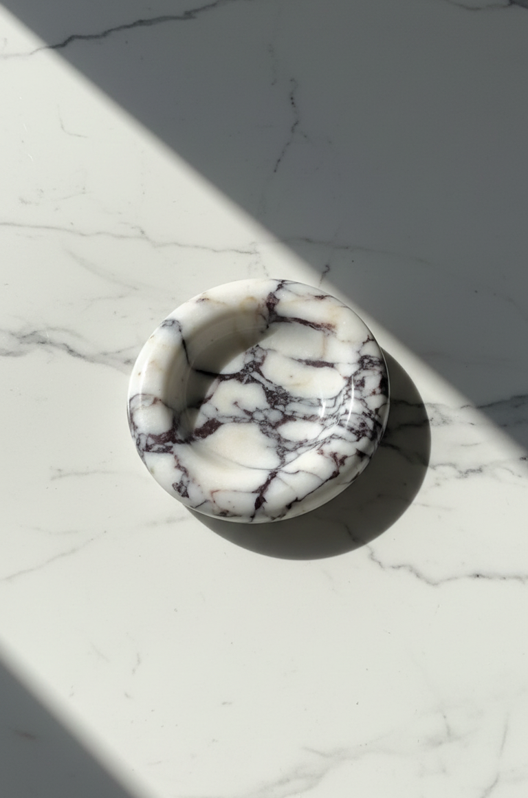Polished Calacatta Viola Marble Decorative Bowl