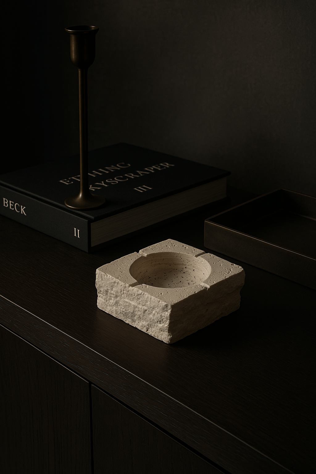 Beige Travertine Cigar Ashtray