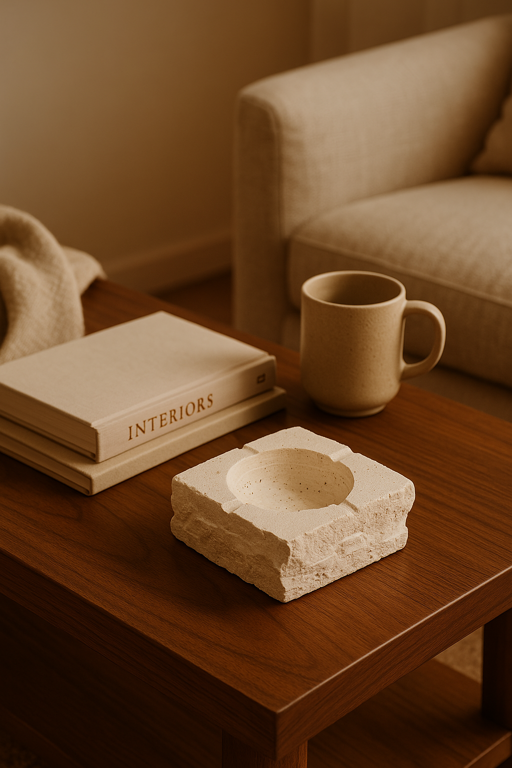 Beige Travertine Cigar Ashtray