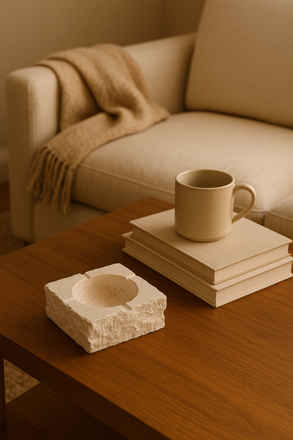 Beige Travertine Cigar Ashtray