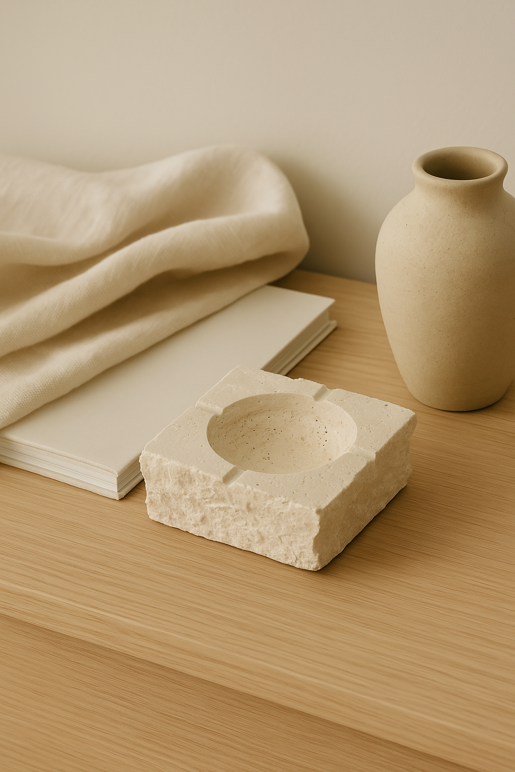 Beige Travertine Cigar Ashtray