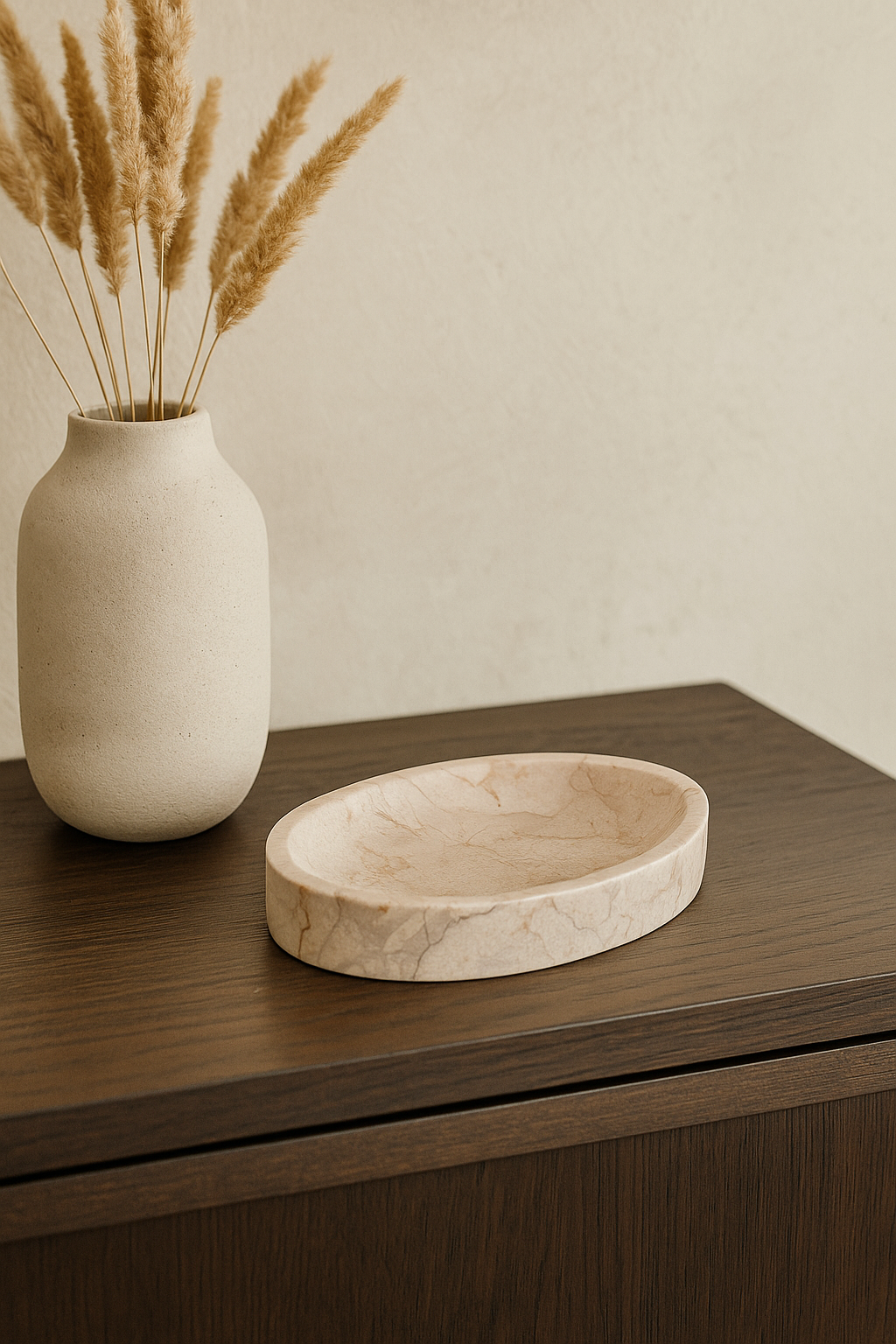 Beige Oval Marble Tray