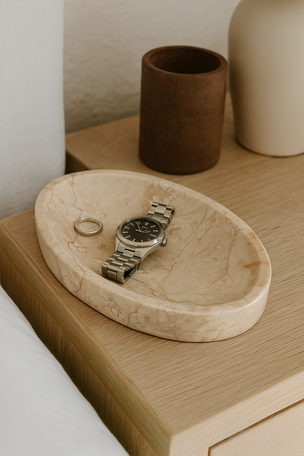 Beige Oval Marble Tray