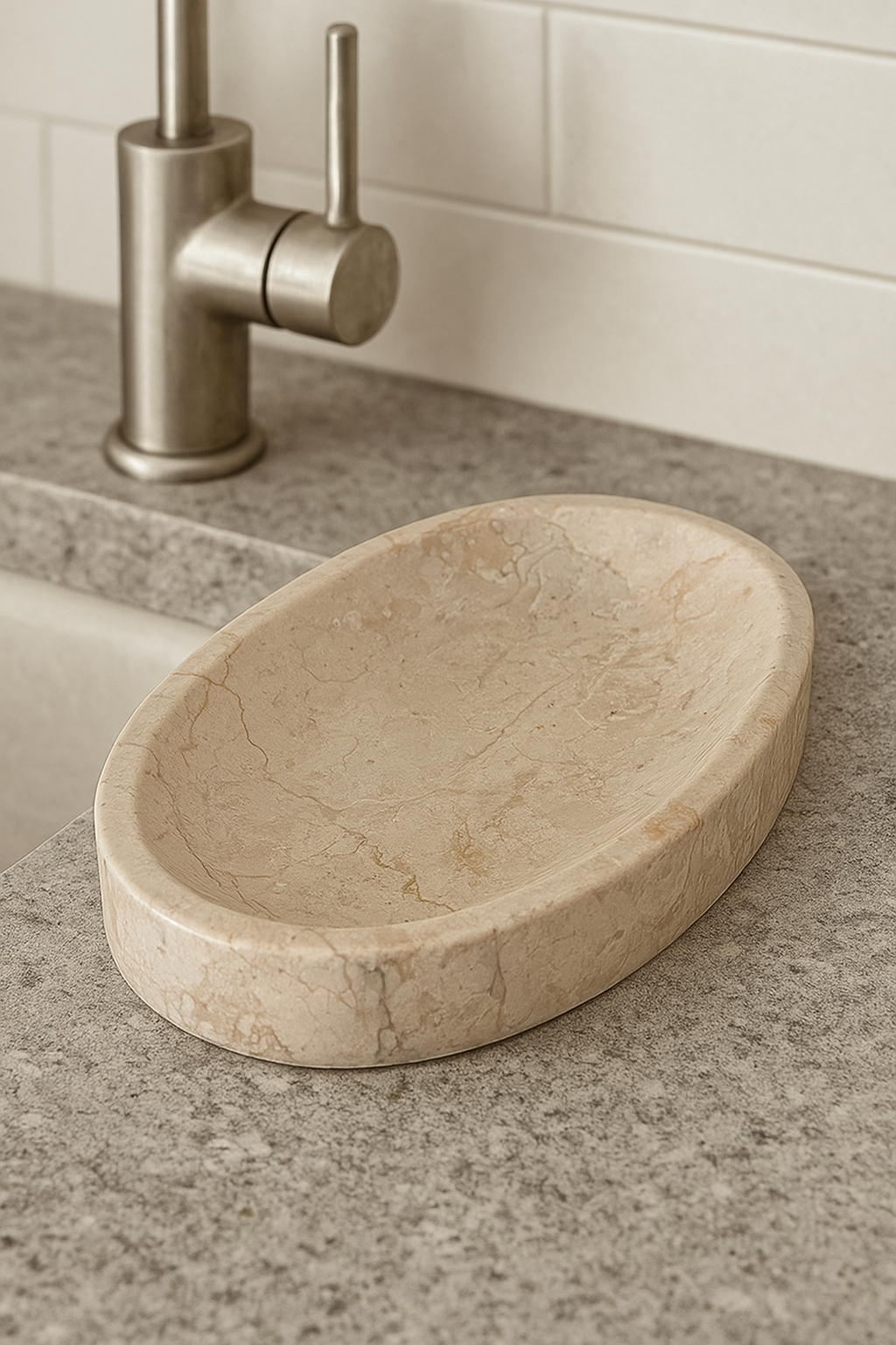 Beige Oval Marble Tray