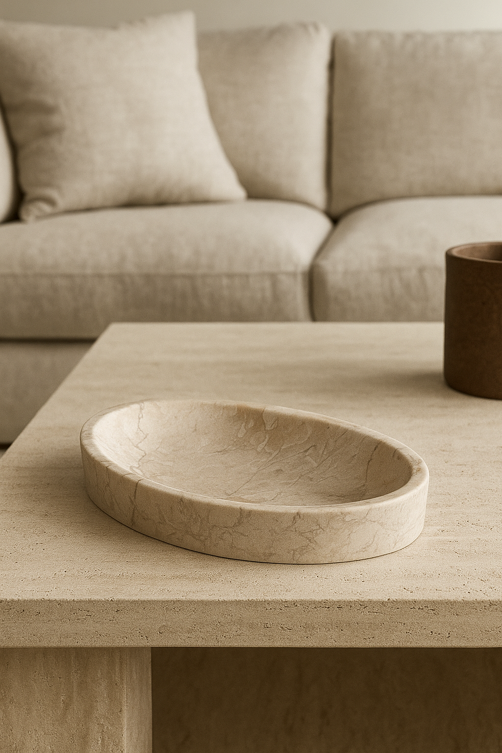 Beige Oval Marble Tray