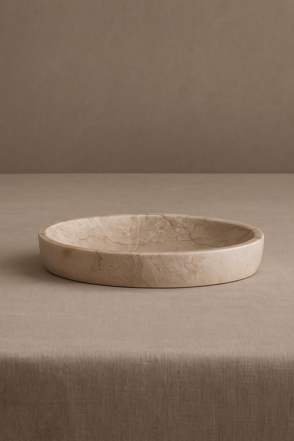 Beige Oval Marble Tray