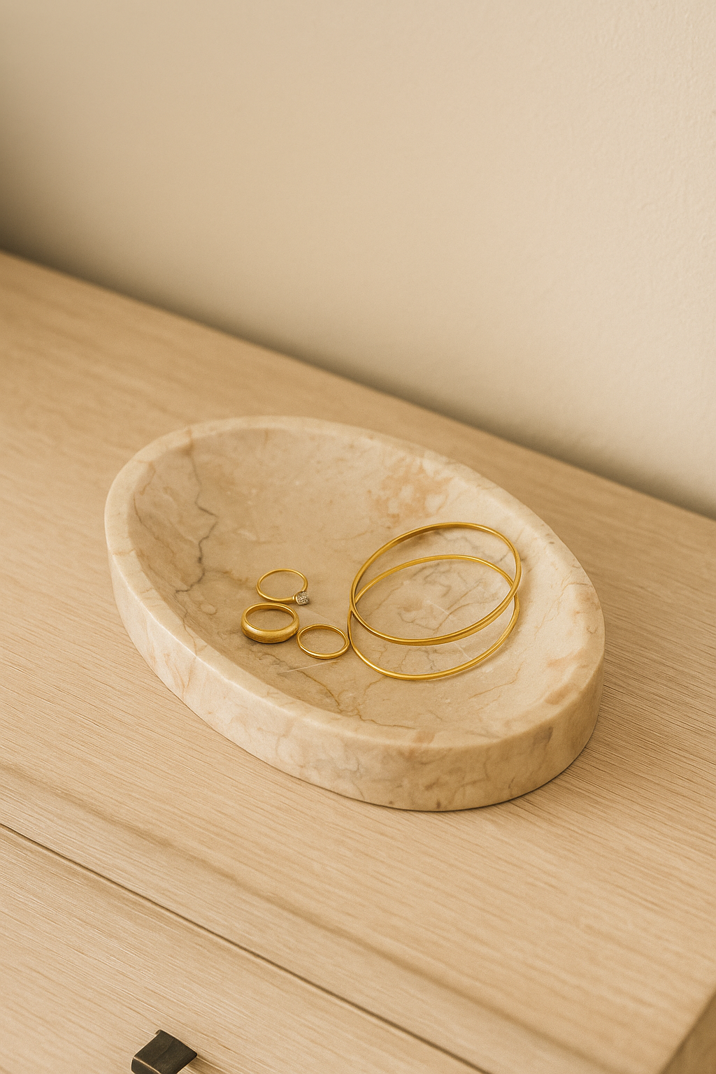 Beige Oval Marble Tray