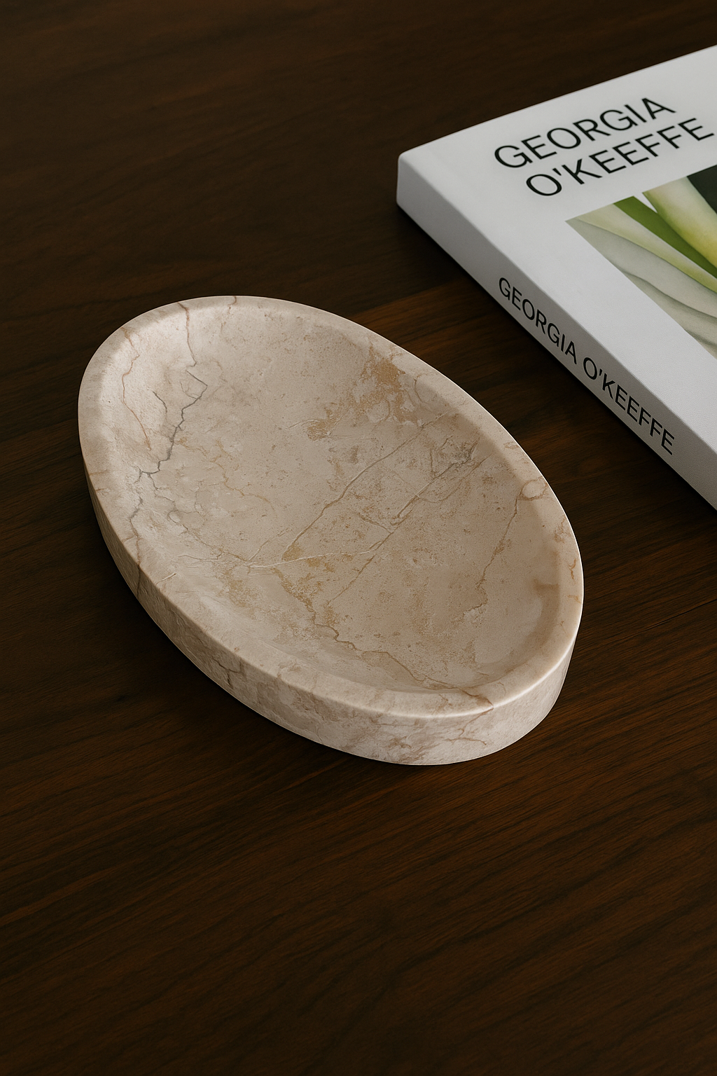 Beige Oval Marble Tray