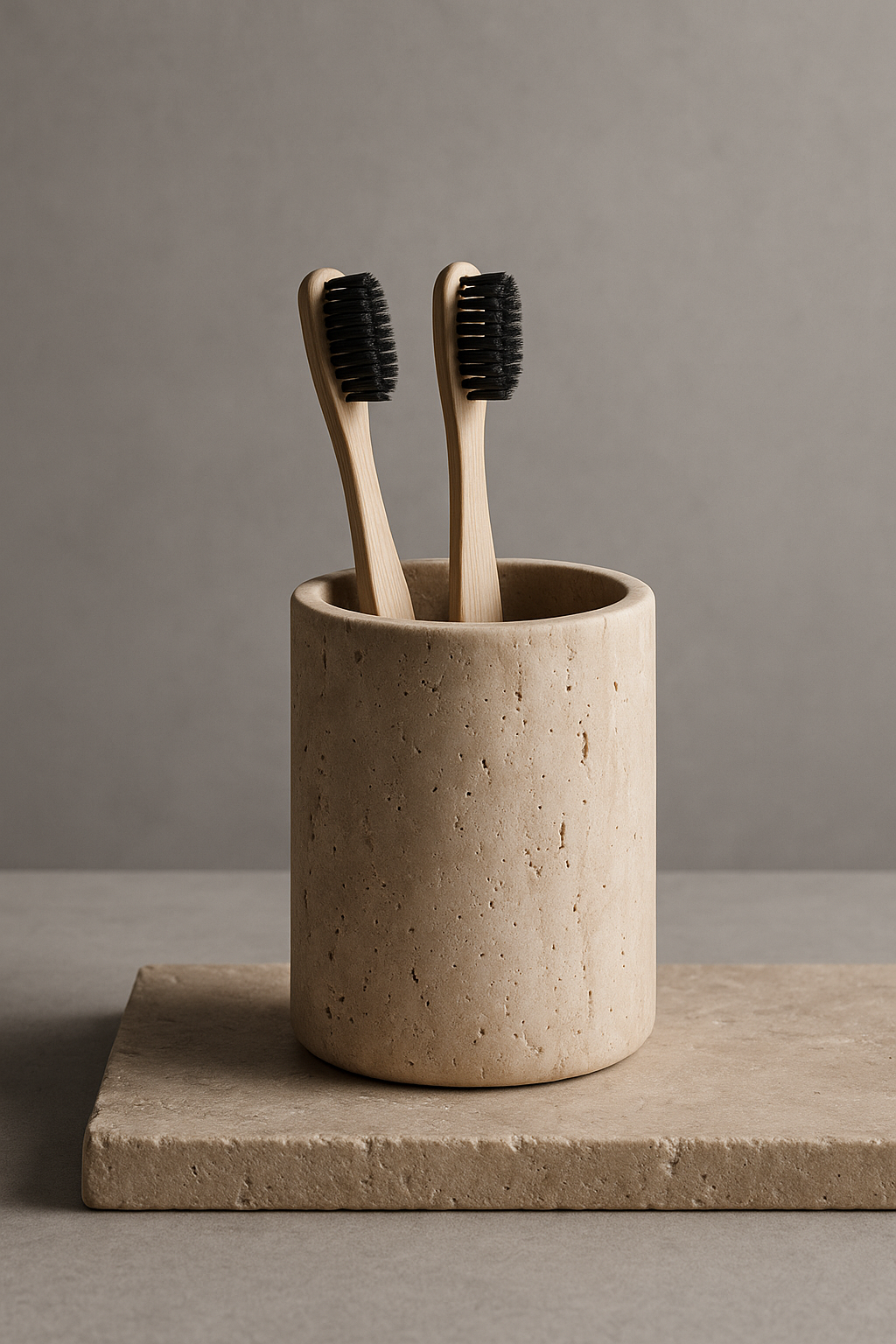 ObjectsAndHeritage Travertine Toothbrush Holder - Thumbnail 2