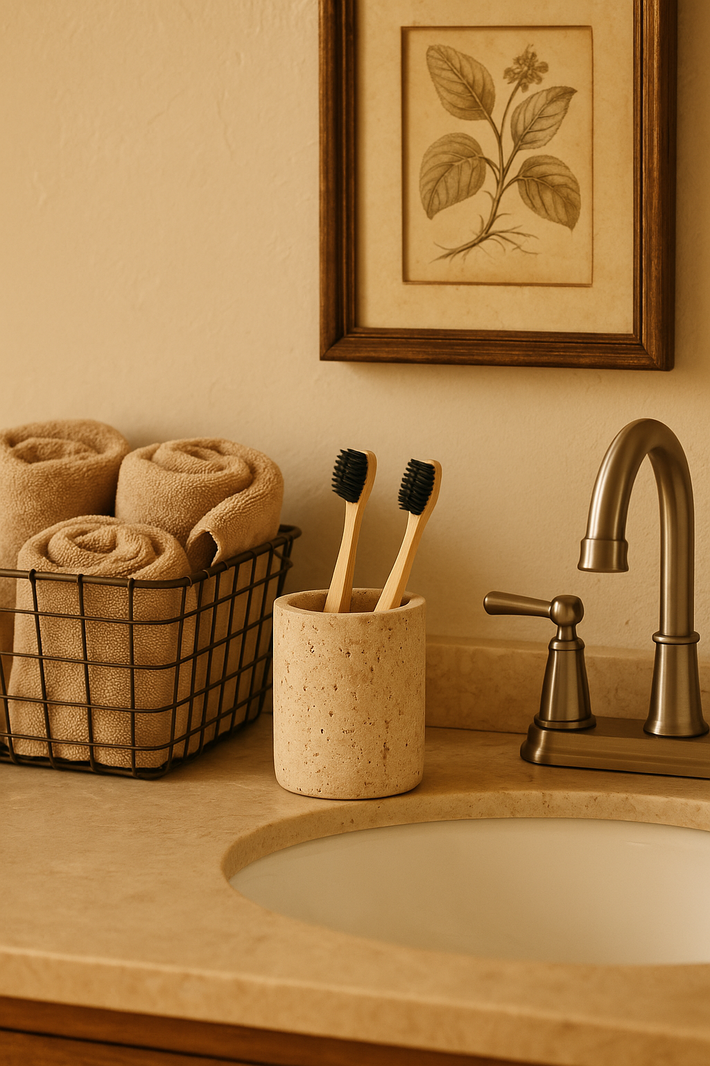 Travertine Toothbrush Holder