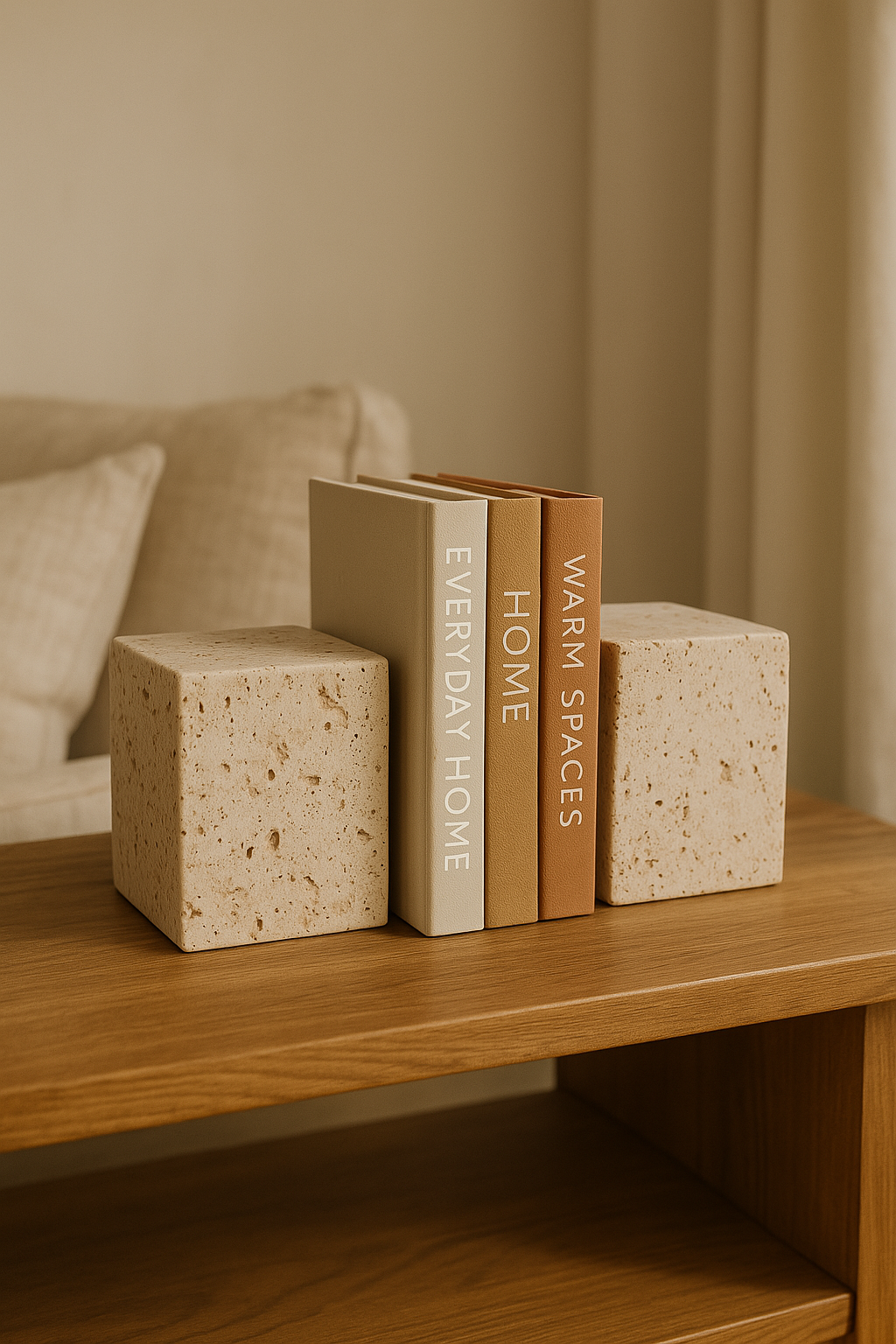 Travertine Cubic Bookend Set