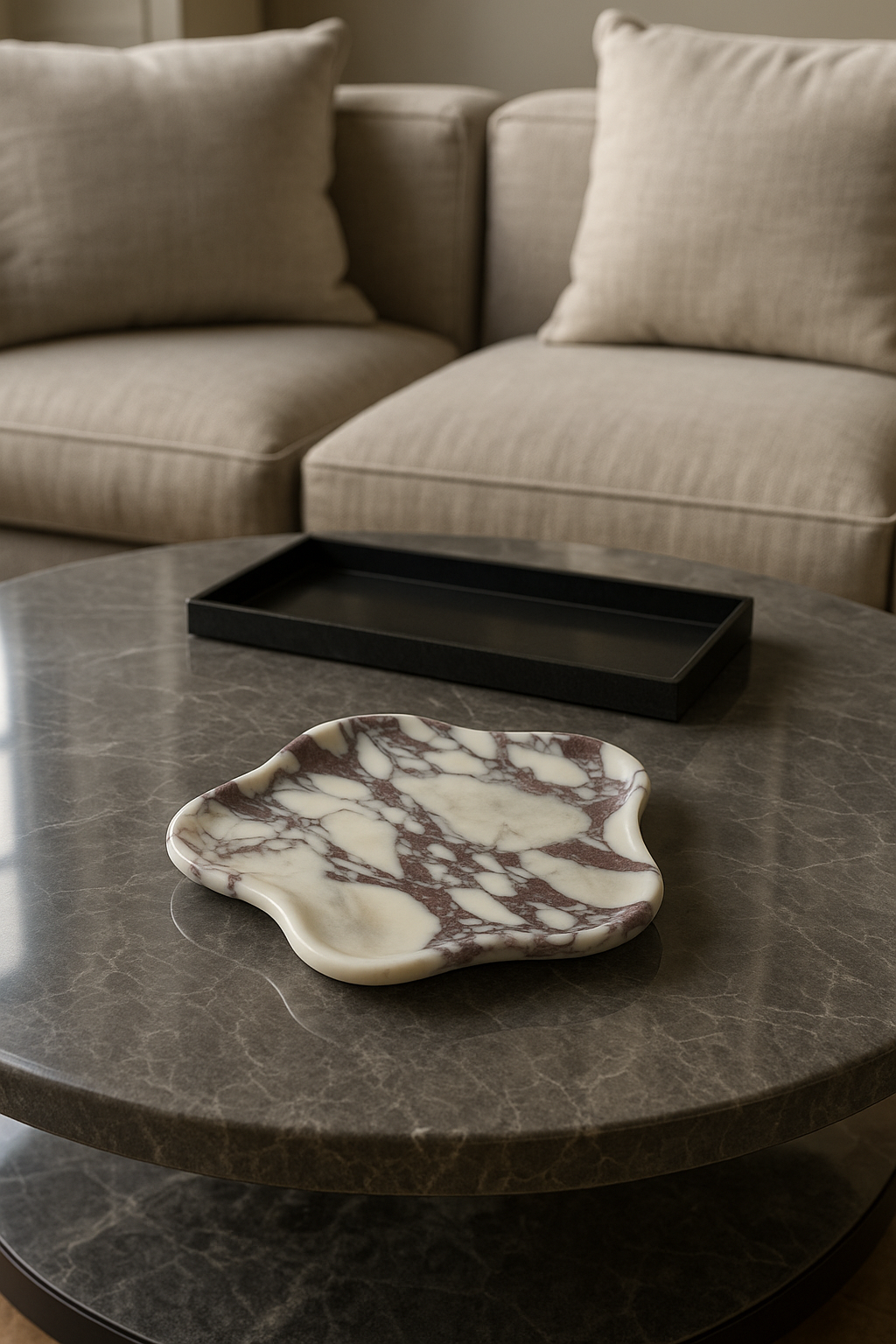 Asymmetric Marble Decorative Catchall