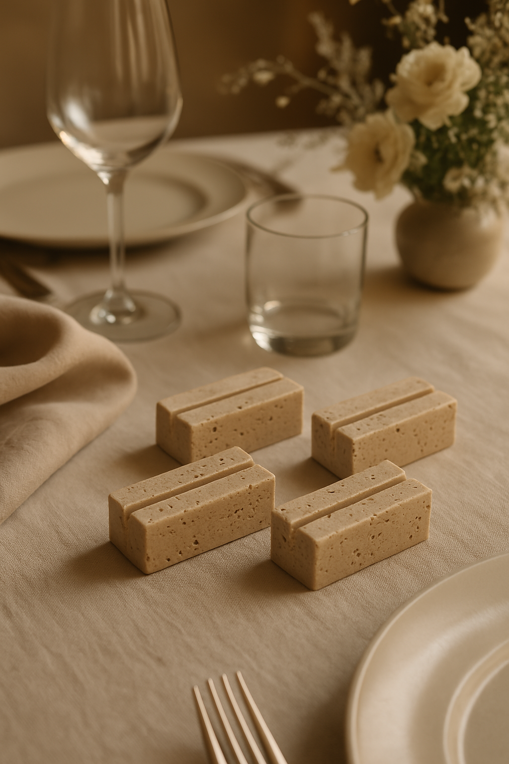 Travertine Card Holder Set of 4
