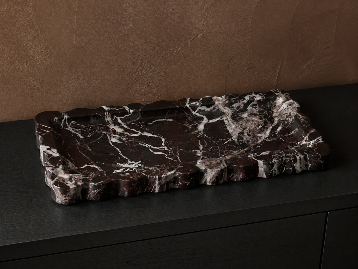 Rosso Levanto Marble Scalloped Tray