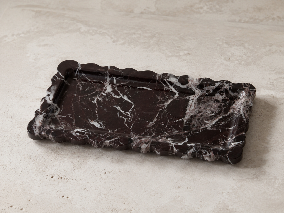 Rosso Levanto Marble Scalloped Tray