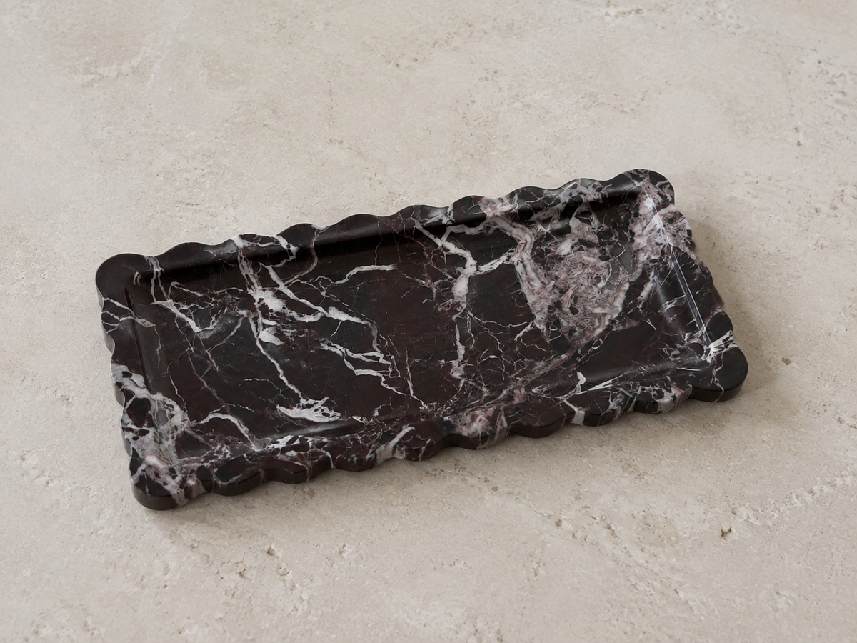 Rosso Levanto Marble Scalloped Tray