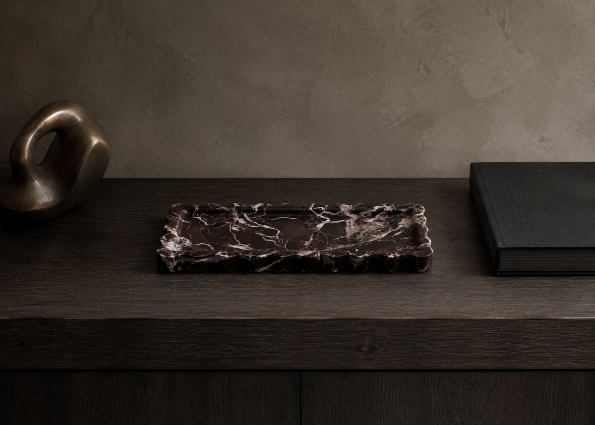 Rosso Levanto Marble Scalloped Tray