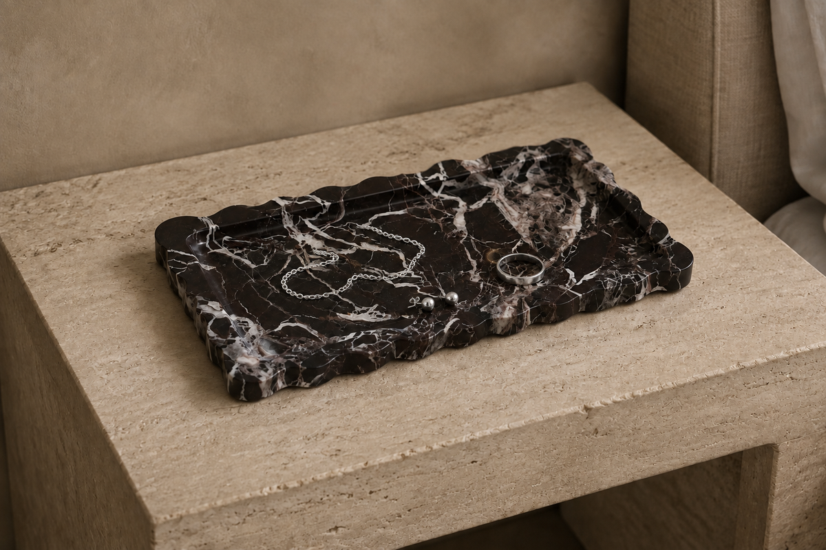 Rosso Levanto Marble Scalloped Tray