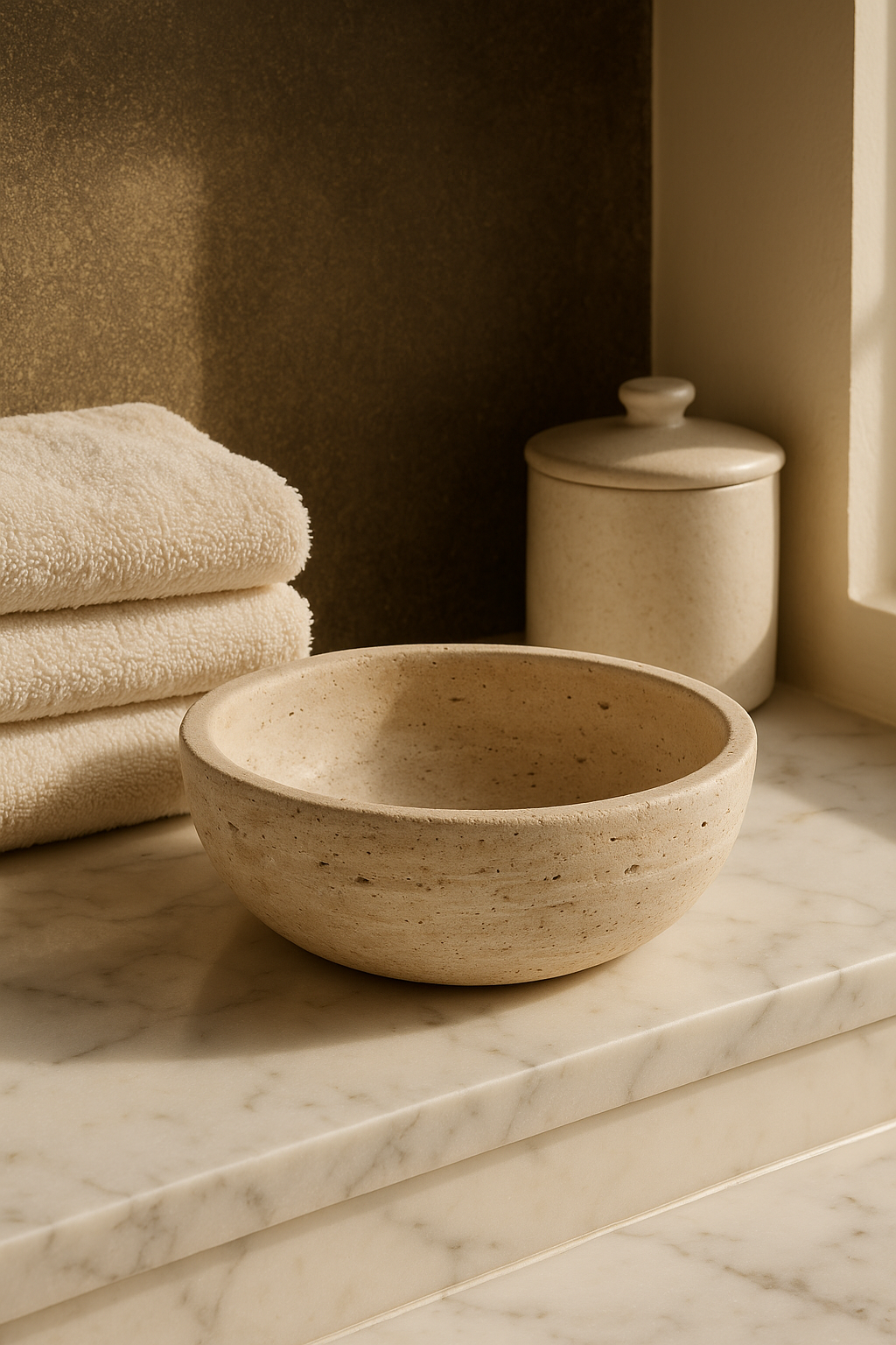 Beige Travertine Bowl