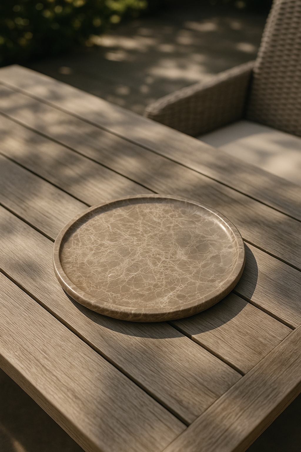 Polished Round Taupe Marble Tray