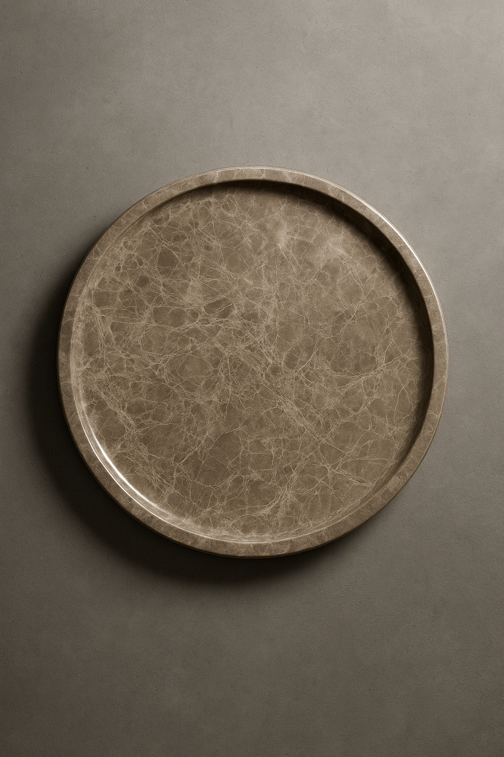 Polished Round Taupe Marble Tray