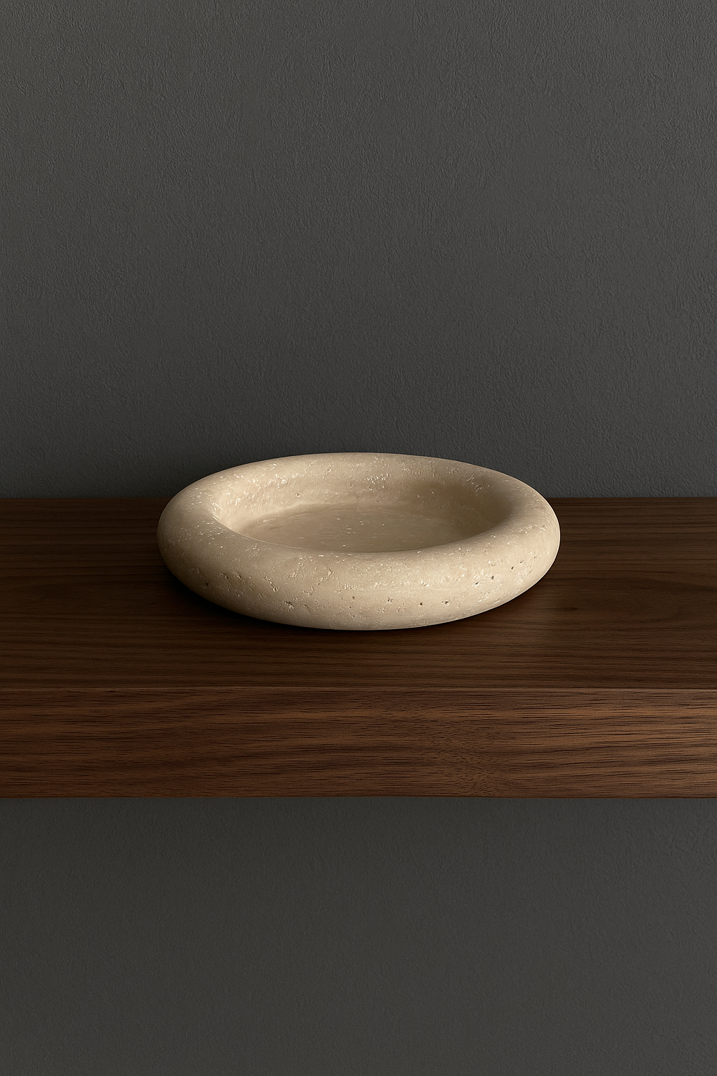Beige Travertine Round Catchall