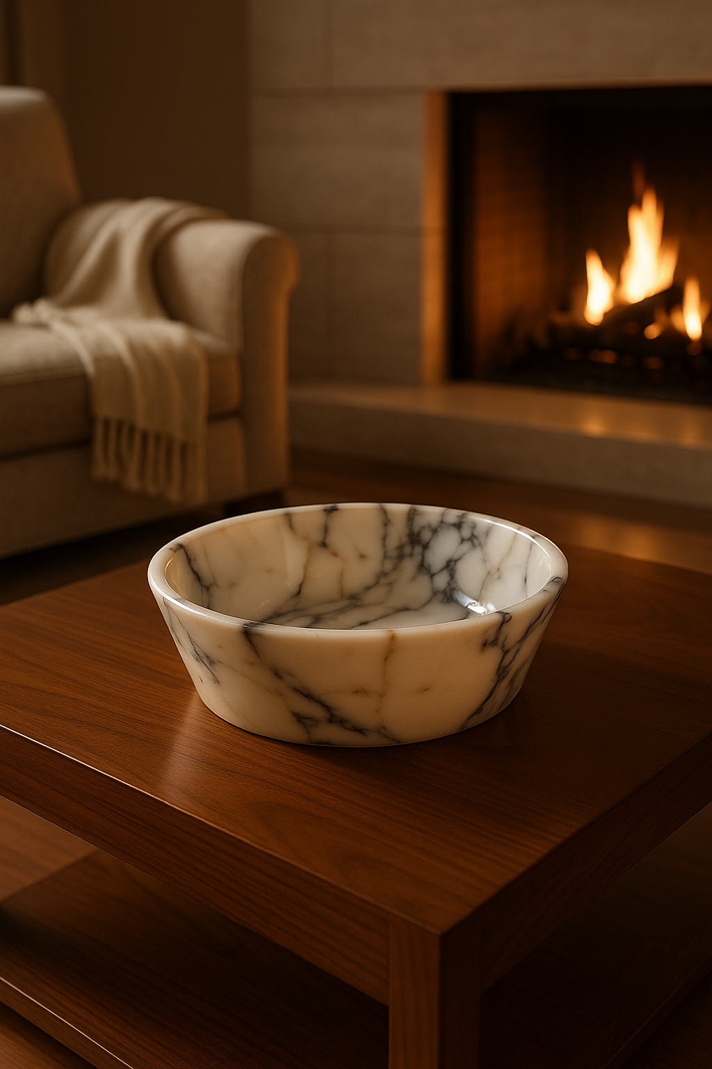 Beige Marble Decorative Bowl