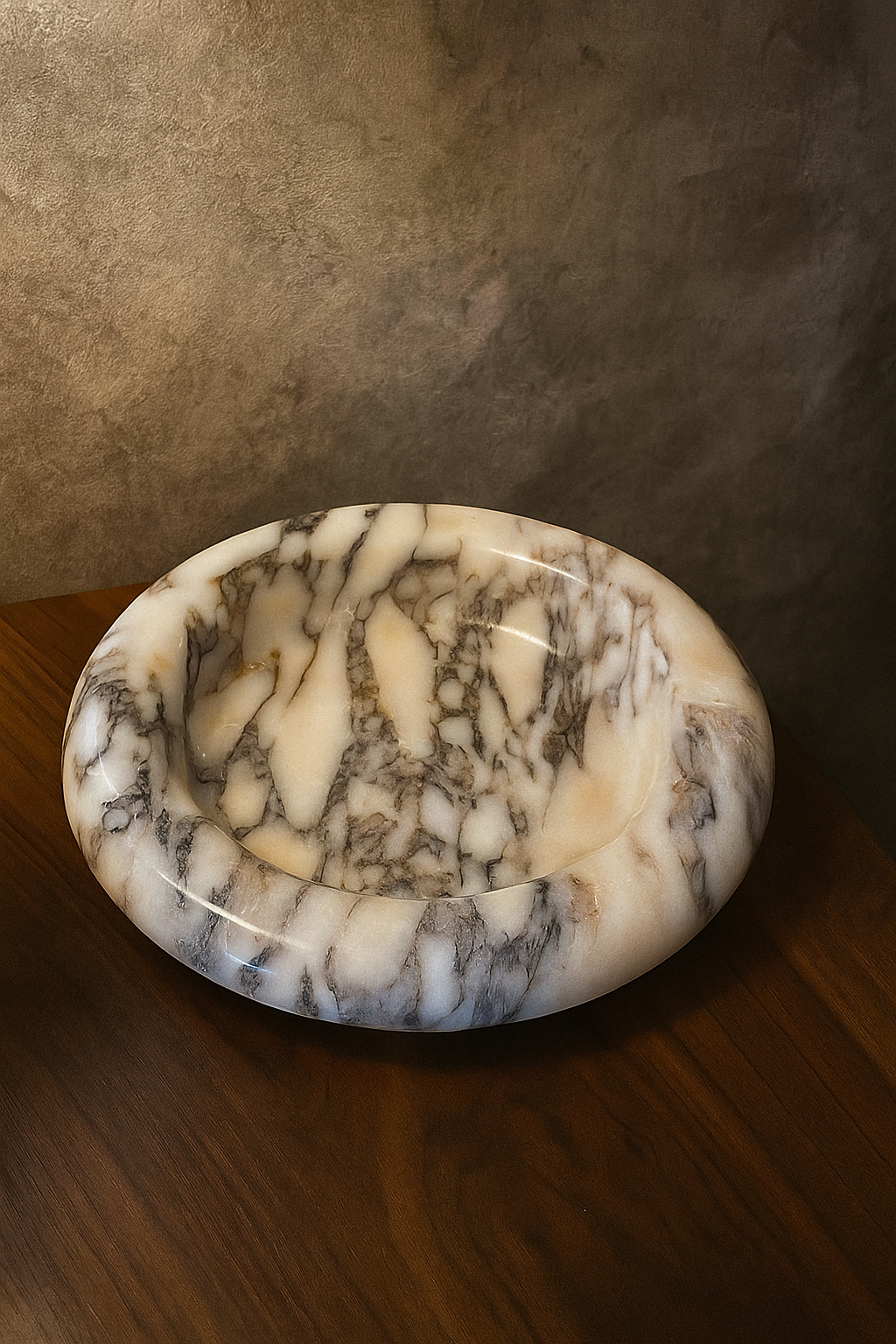 Polished Calacatta Viola Marble Decorative Bowl