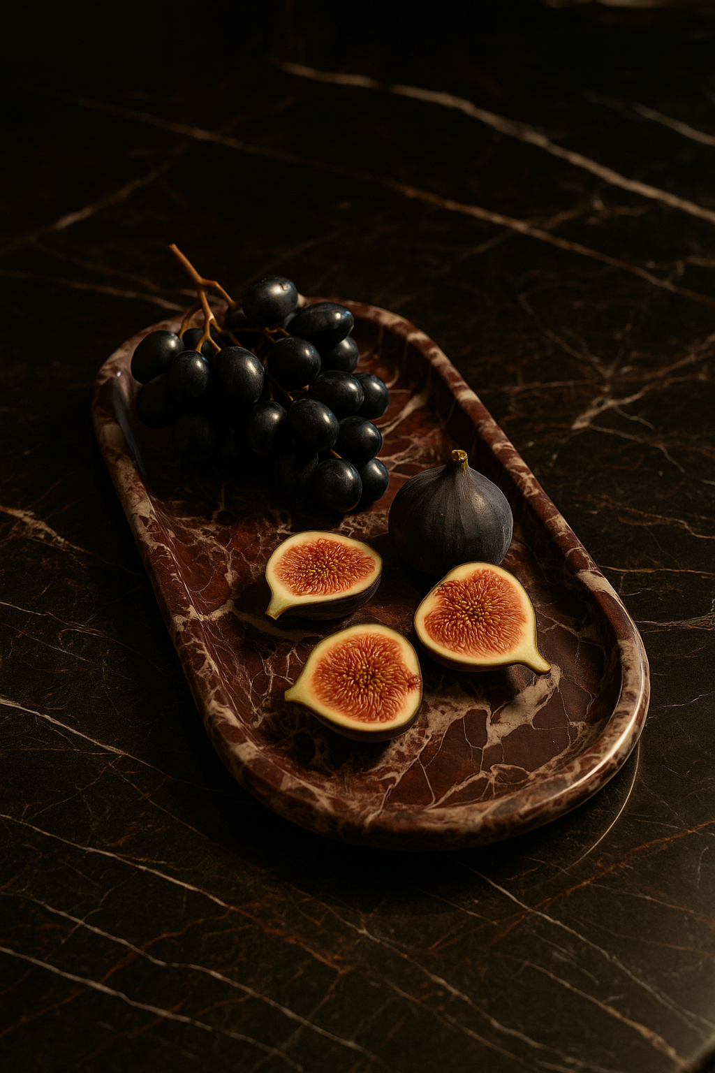 Rosso Levanto Marble Oval Tray