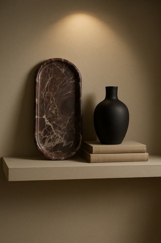 Rosso Levanto Marble Oval Tray