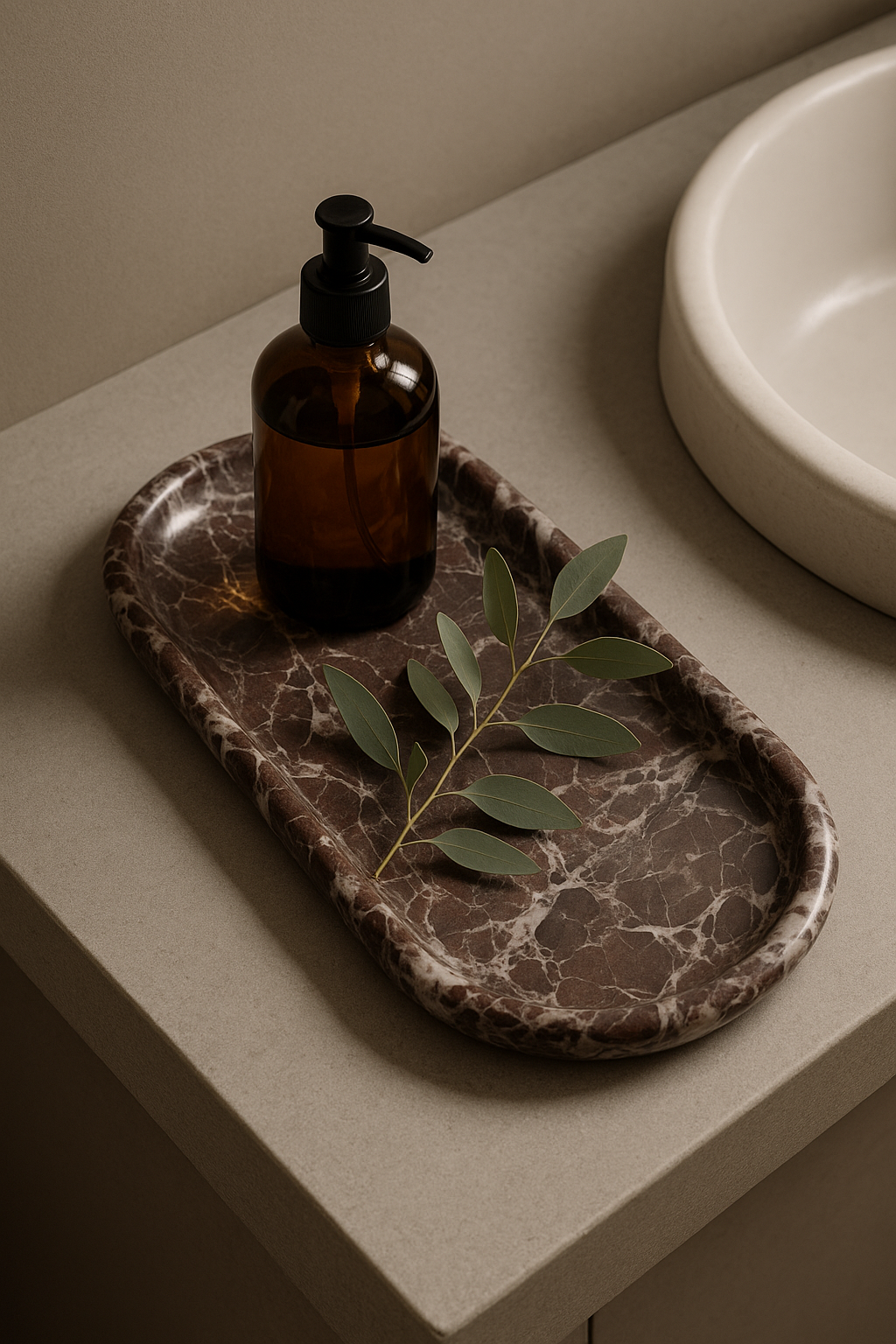 Rosso Levanto Marble Oval Tray