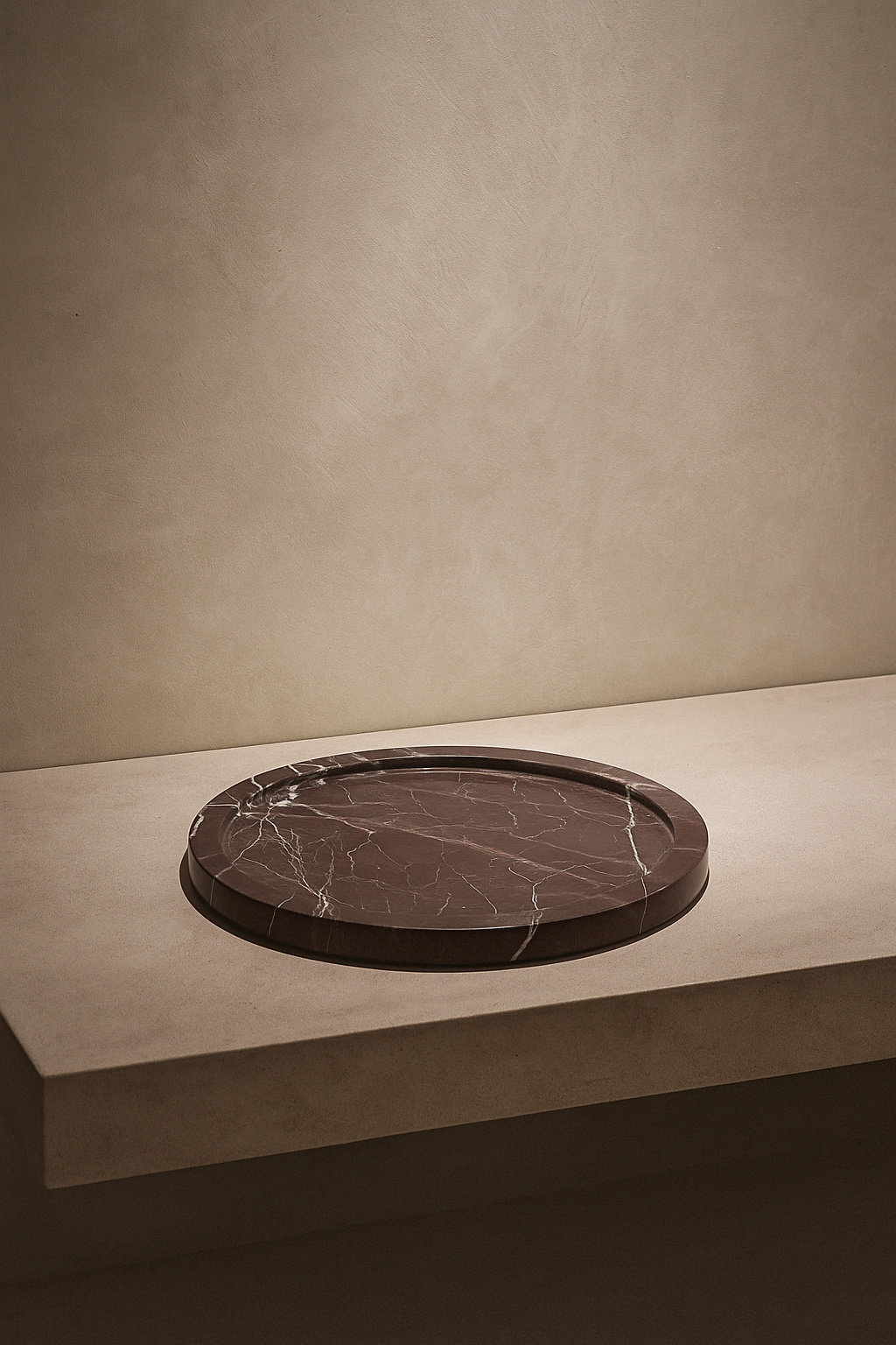 Rosso Levanto Round Marble Tray