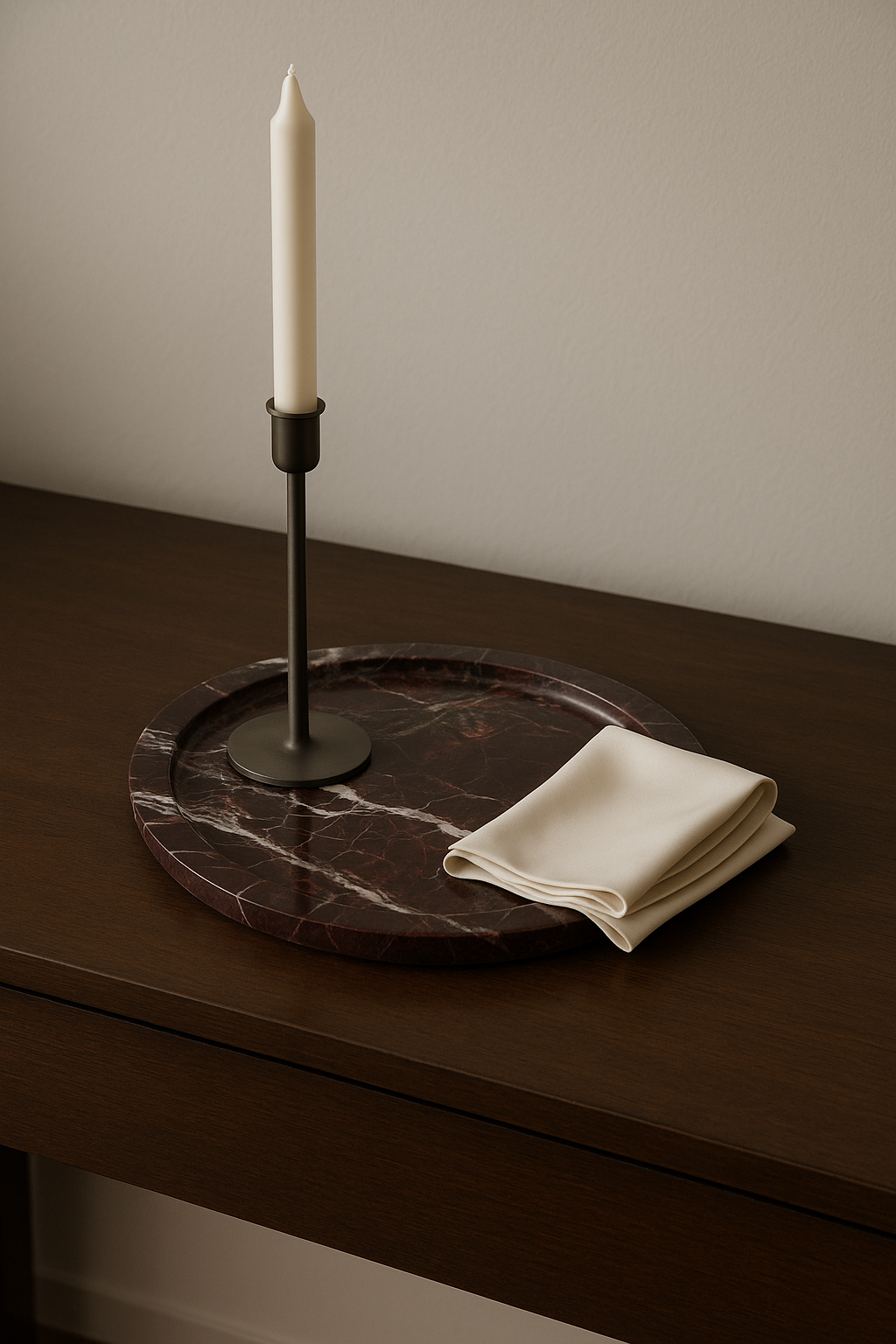 Rosso Levanto Round Marble Tray